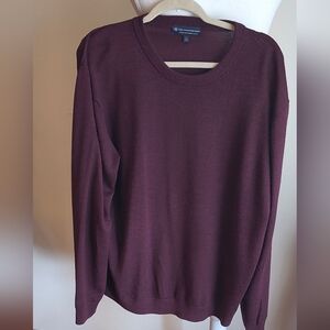 Hart Schaffner Marx Merino Wool Merlot Red Crew Neck Pullover Sweater Men's XL